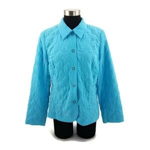 Requirements Sky Blue Quilted Lightweight Snap Up Outdoor Coat/Jacket Womens M